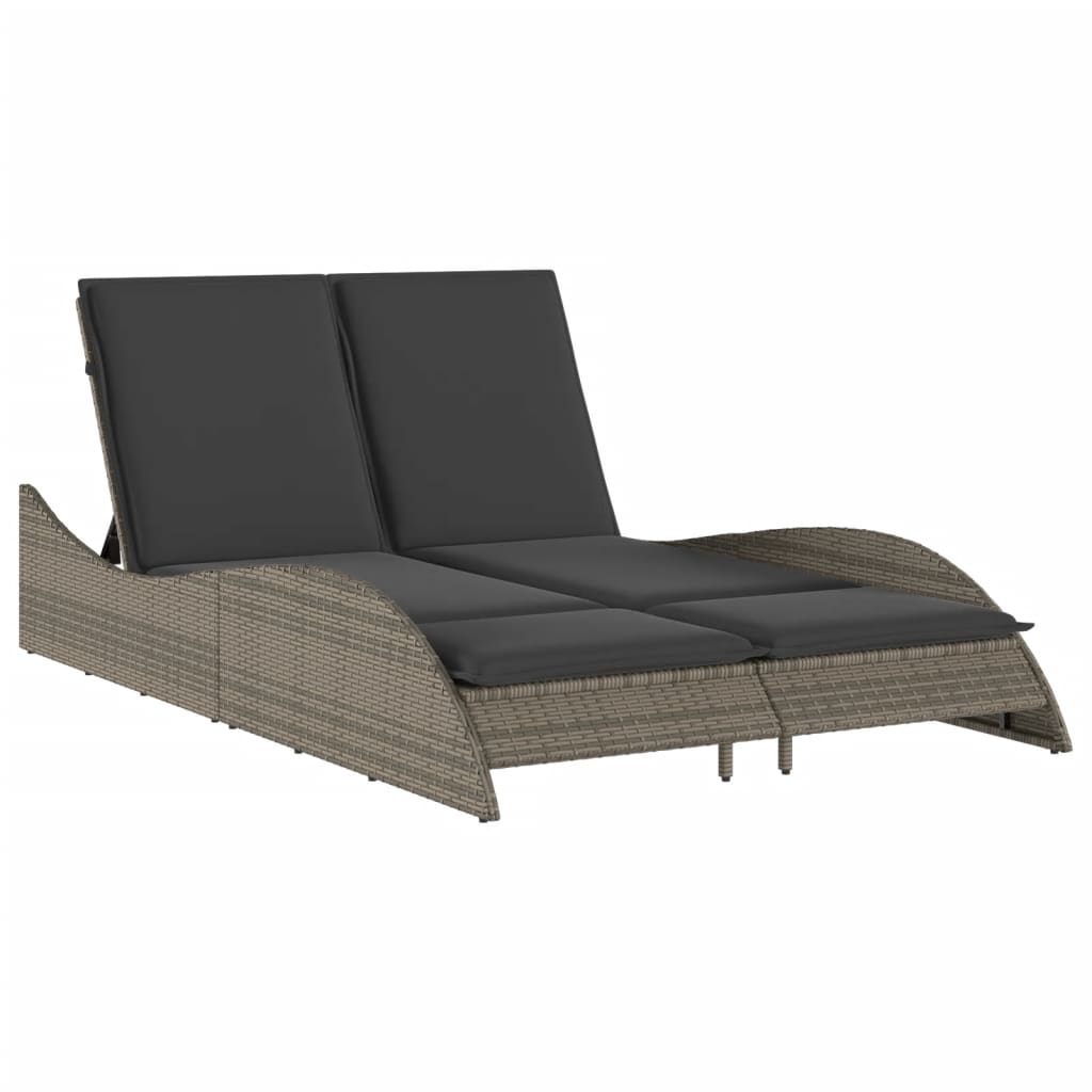 vidaXL Espreguiçadeira com almofadões 114x205x73 cm vime PE cinzento