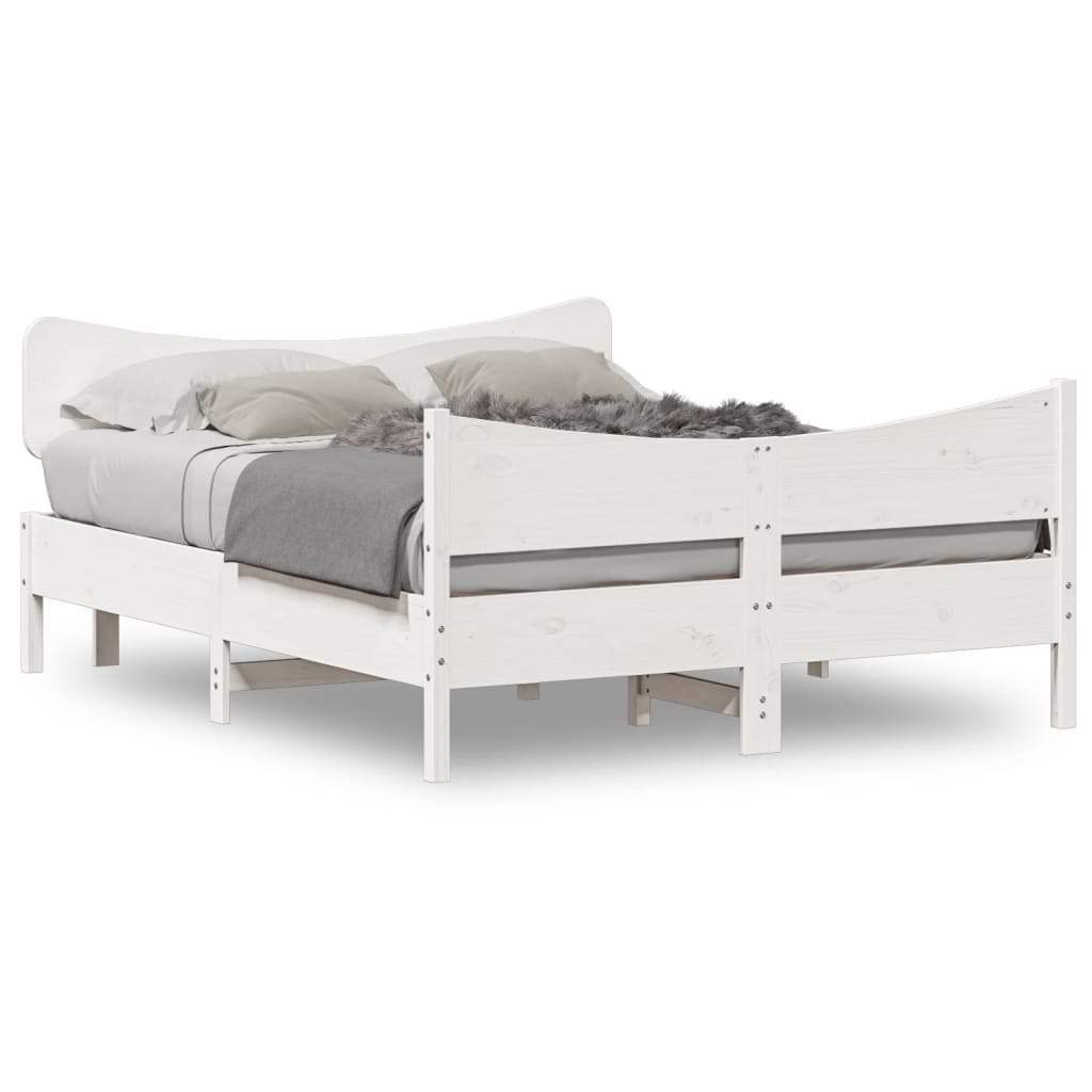 vidaXL Cama sem colchão 150x200 cm madeira de pinho maciça branco