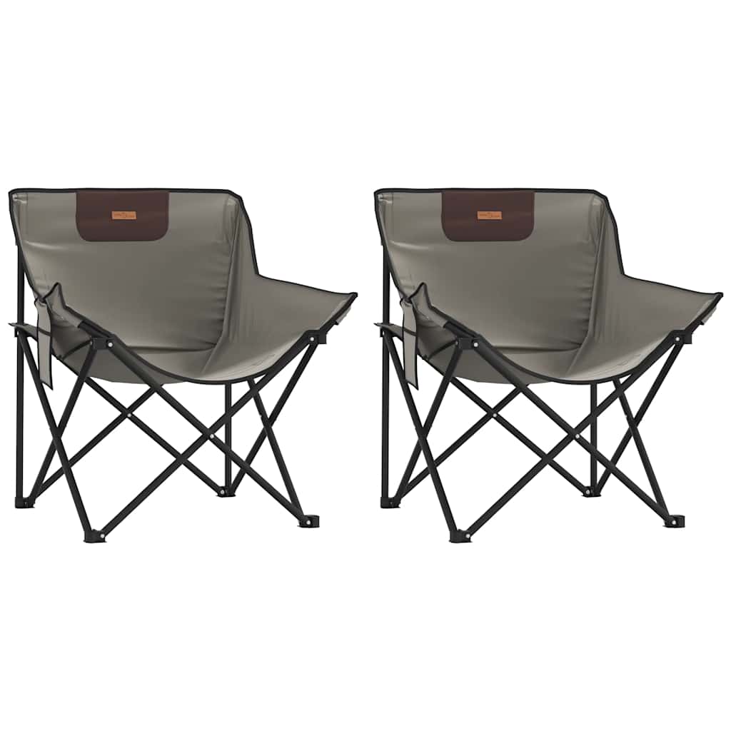 vidaXL Cadeiras de campismo com bolso dobráveis 2 pcs cinzento