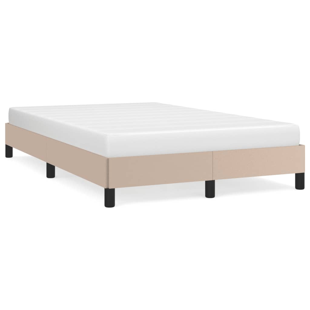 vidaXL Estrutura de cama sem colchão 120x190cm couro artif. cappuccino
