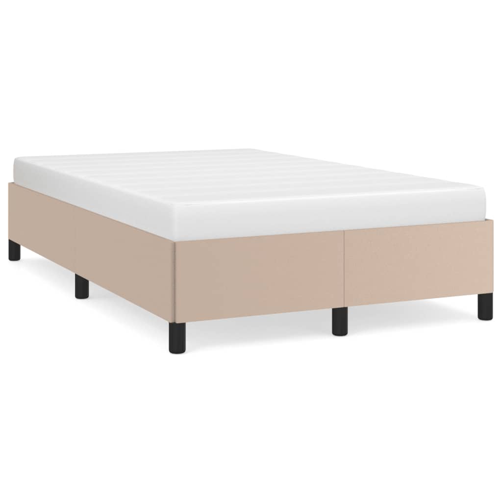 vidaXL Estrutura de cama sem colchão 120x190cm couro artif. cappuccino