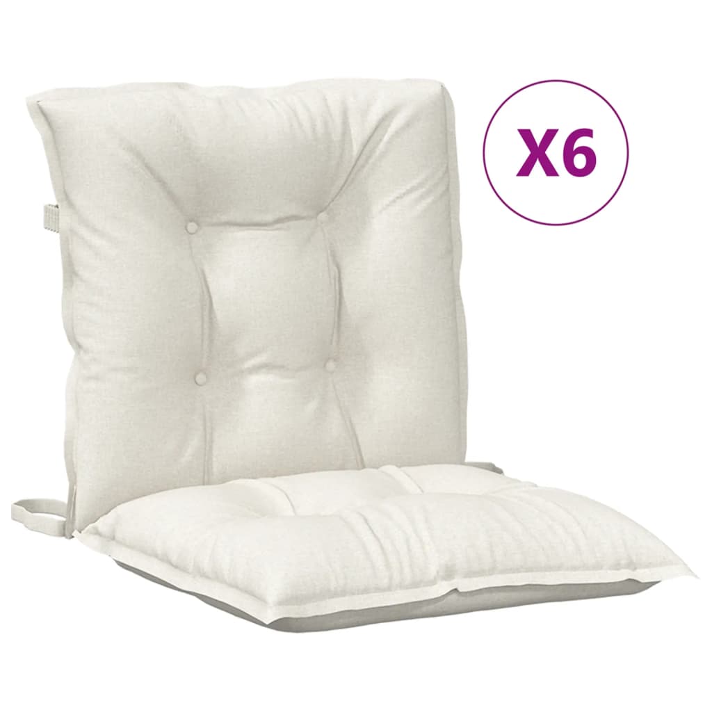 vidaXL Almofadões lombares p/ cadeiras 6pcs mesclado tecido creme