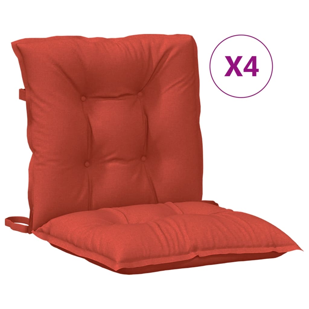 vidaXL Almofadões lombares p/ cadeiras 4pcs mesclado tecido vermelho