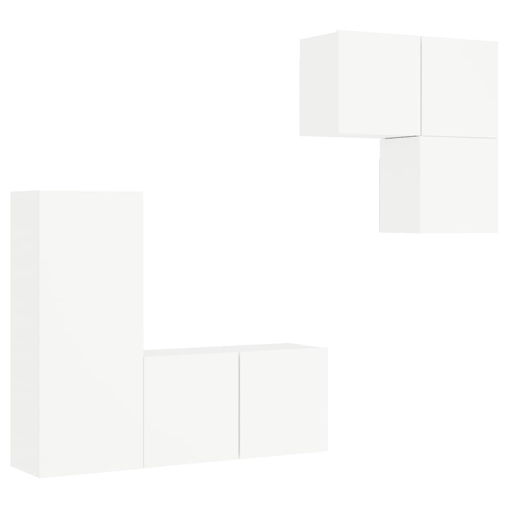 vidaXL 4 pcs móveis de parede p/ TV derivados de madeira branco