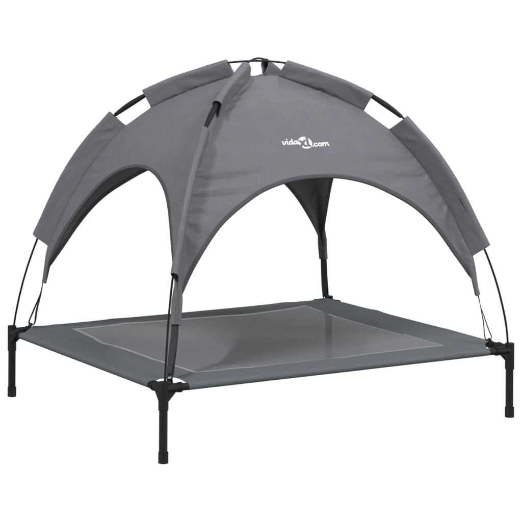 vidaXL Cama para cães com toldo tecido oxford e aço antracite