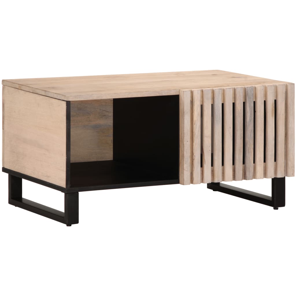 vidaXL Mesa de centro 80x51x40 cm madeira de mangueira maciça branco
