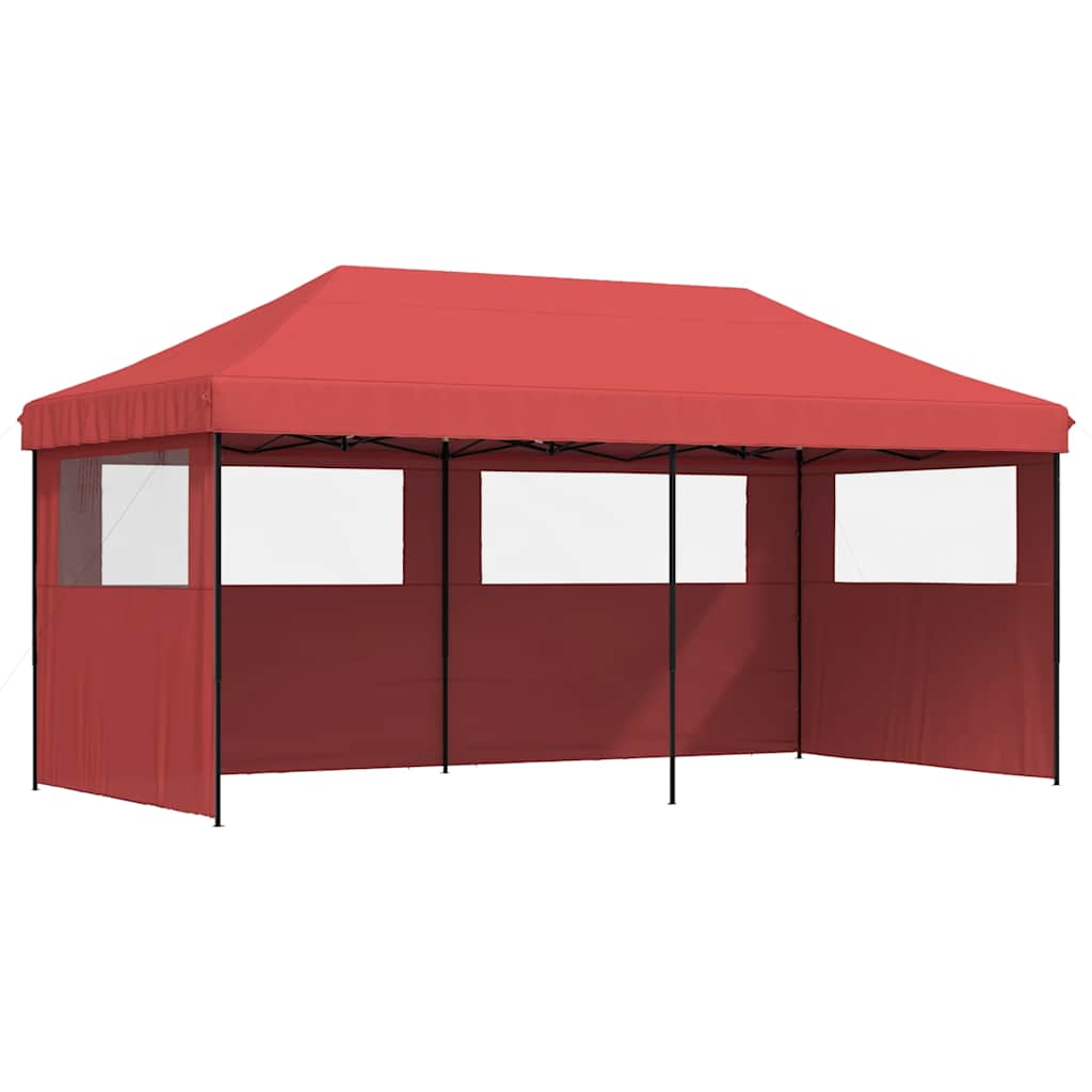 vidaXL Tenda para festas pop-up dobrável com 3 paredes laterais bordô
