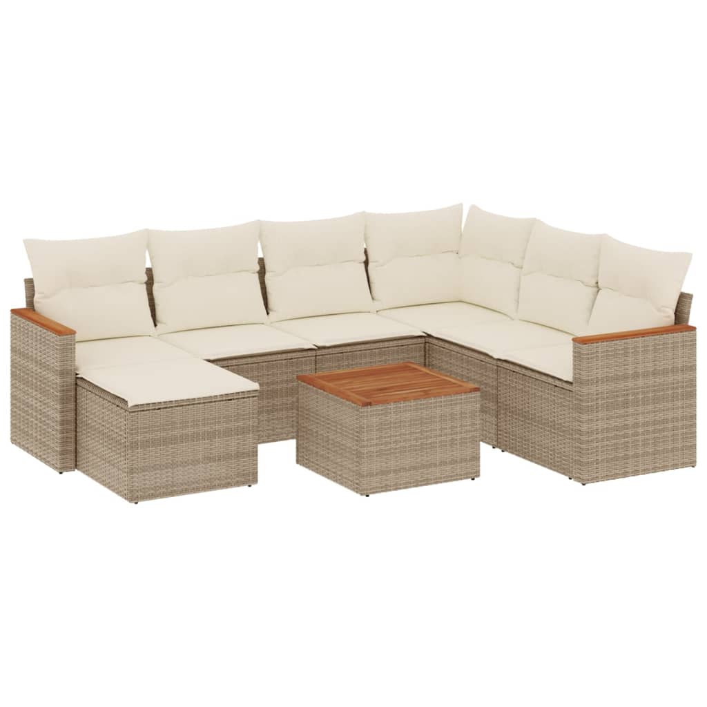 vidaXL 8 pcs conjunto de sofás p/ jardim com almofadões vime PE bege