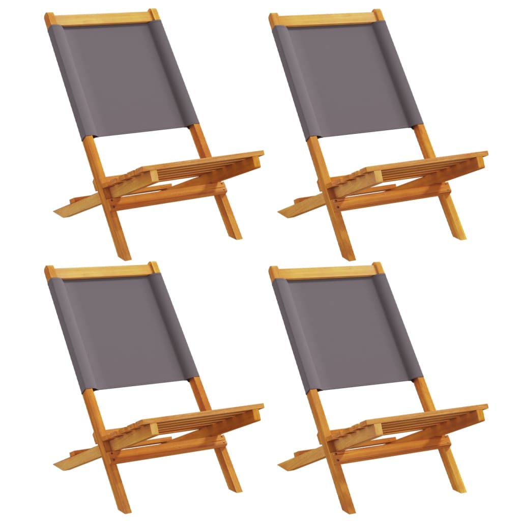 vidaXL Cadeiras jardim dobráveis 4 pcs tecido/madeira maciça antracite