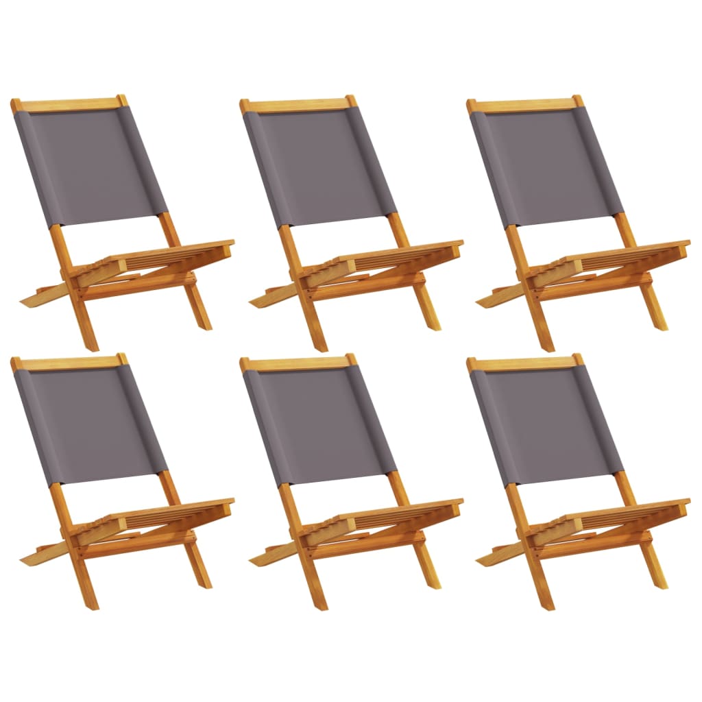 vidaXL Cadeiras jardim dobráveis 6 pcs tecido/madeira maciça antracite