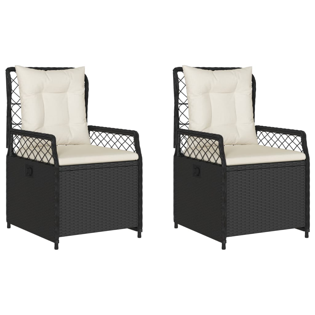 vidaXL Cadeiras de jardim reclináveis 2pcs vime PE preto