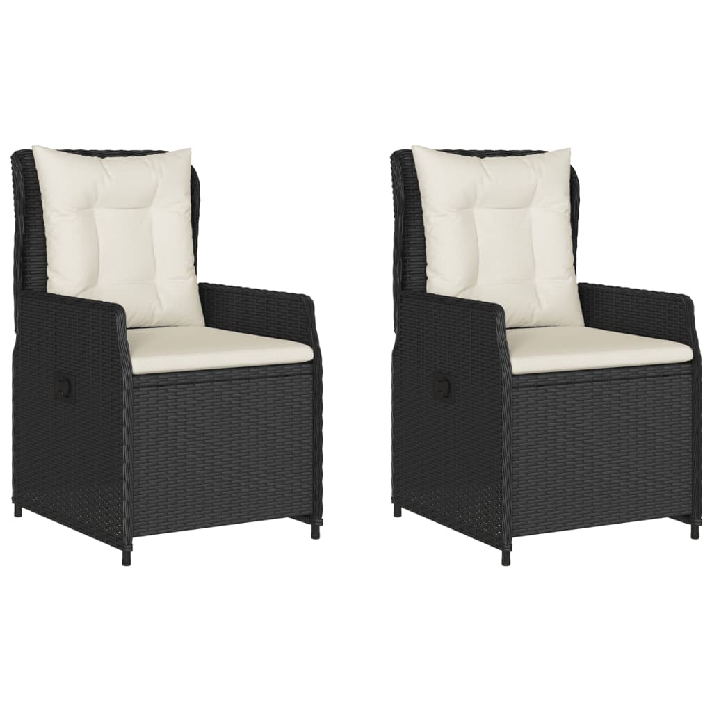 vidaXL Cadeiras de jardim reclináveis 2pcs vime PE preto
