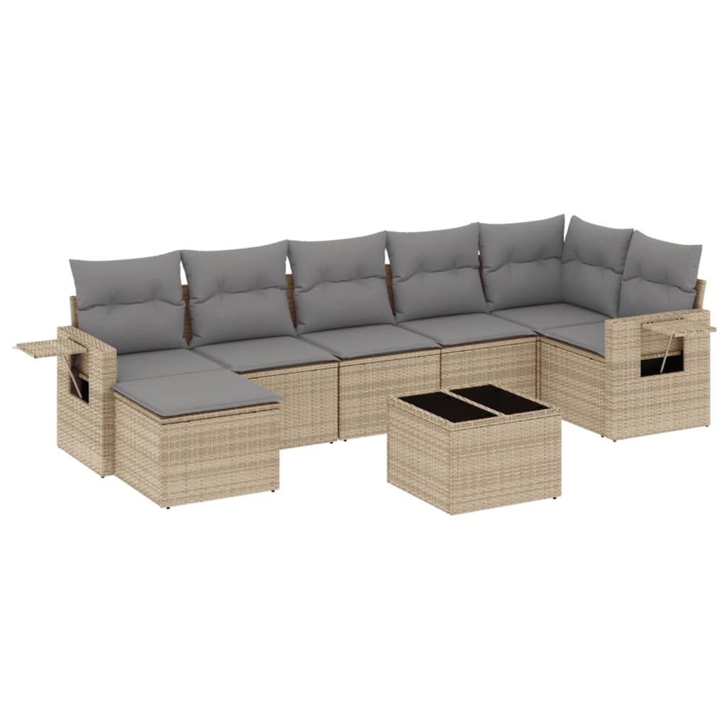 vidaXL 8 pcs conjunto de sofás p/ jardim com almofadões vime PE bege