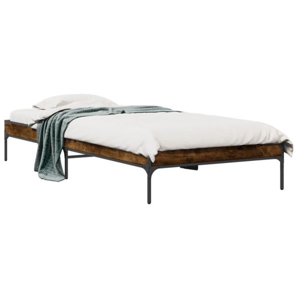 vidaXL Estrutura de Cama Derivados de Madeira e Metal Carvalho Fumado - 1327208037