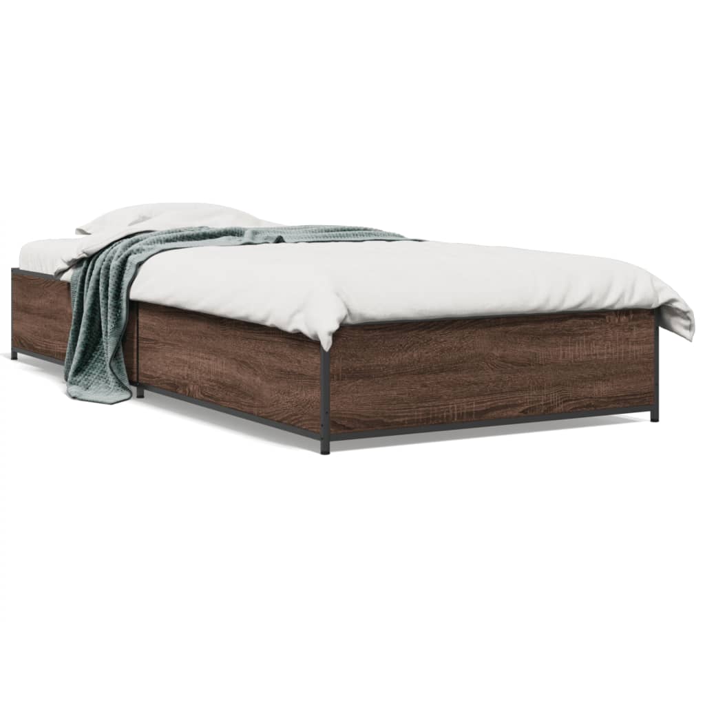 vidaXL Estrutura de cama derivados de madeira/metal carvalho castanho