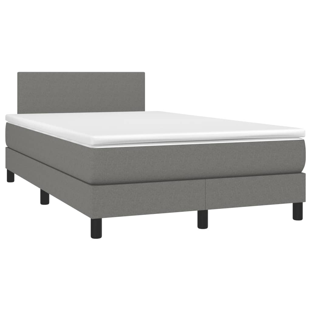 vidaXL Cama boxspring com colchão 120x190 cm tecido cinzento-escuro