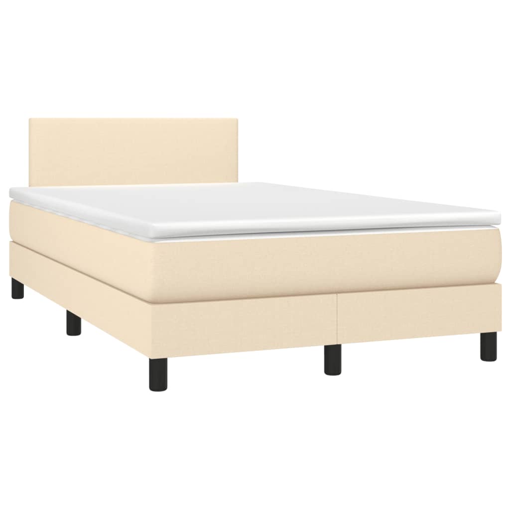vidaXL Cama boxspring com colchão 120x190 cm tecido cor creme
