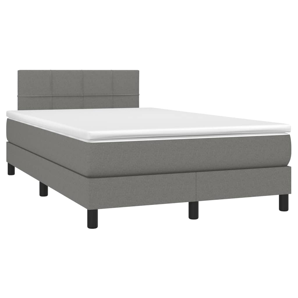 vidaXL Cama boxspring com colchão 120x190 cm tecido cinzento-escuro