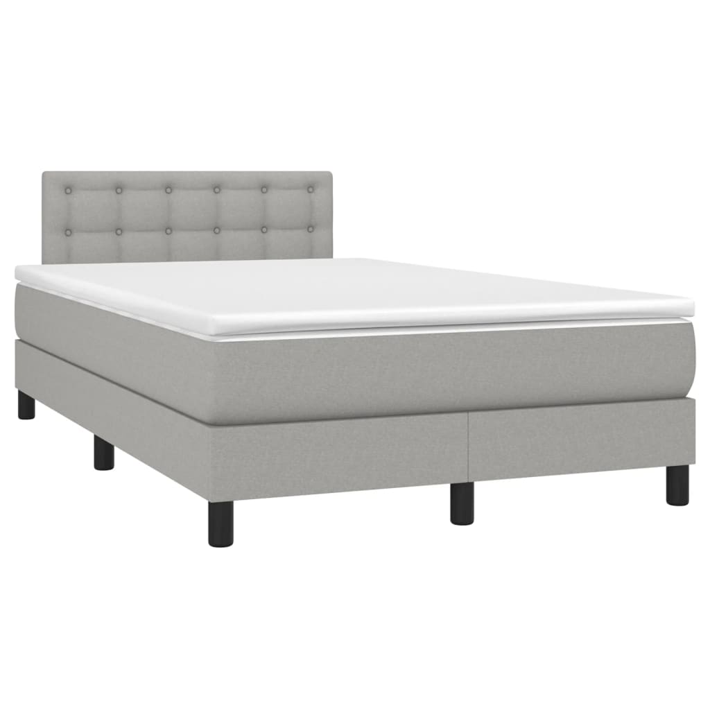 vidaXL Cama boxspring com colchão 120x190 cm tecido cinzento-claro