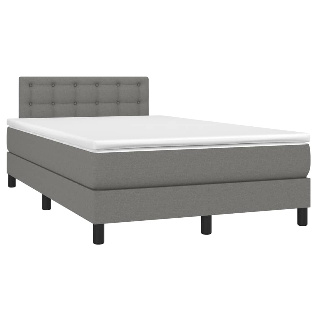 vidaXL Cama boxspring com colchão 120x190 cm tecido cinzento-escuro