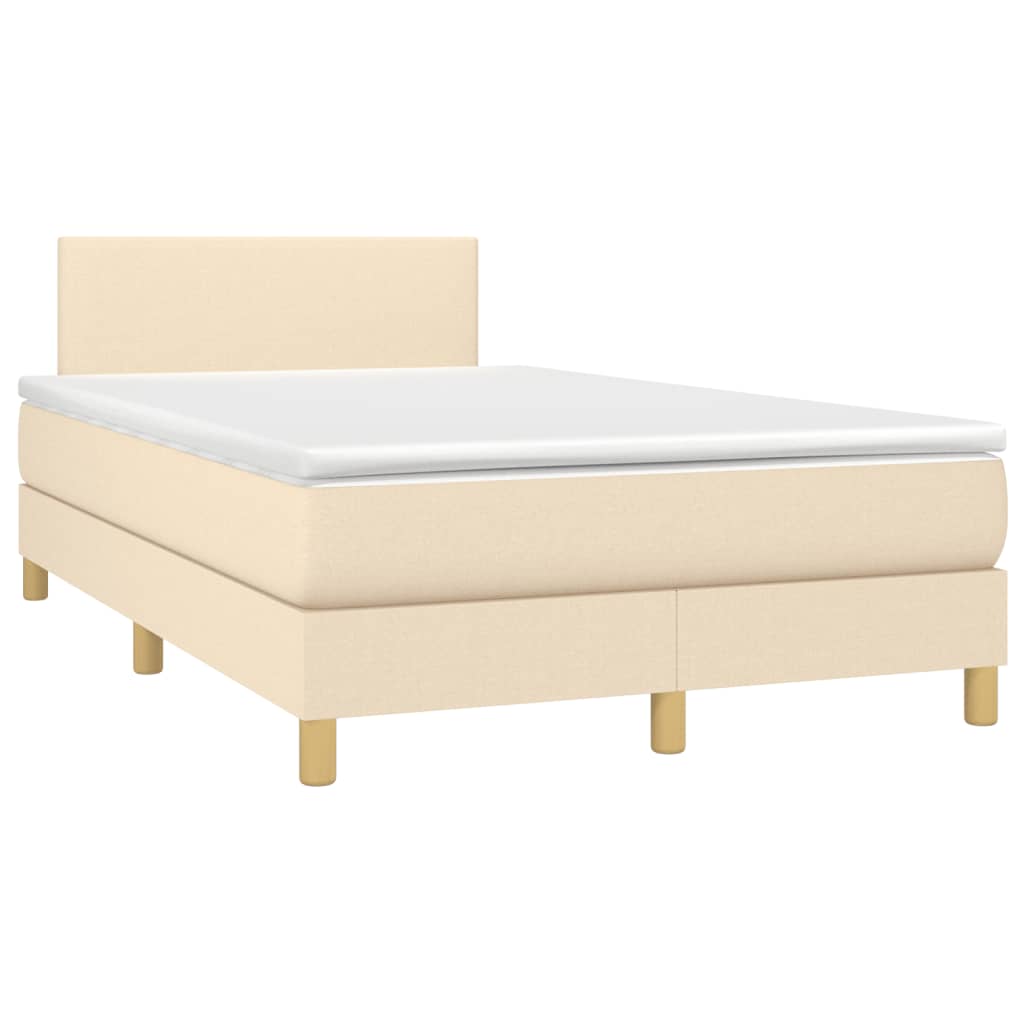 vidaXL Cama boxspring com colchão 120x190 cm tecido cor creme
