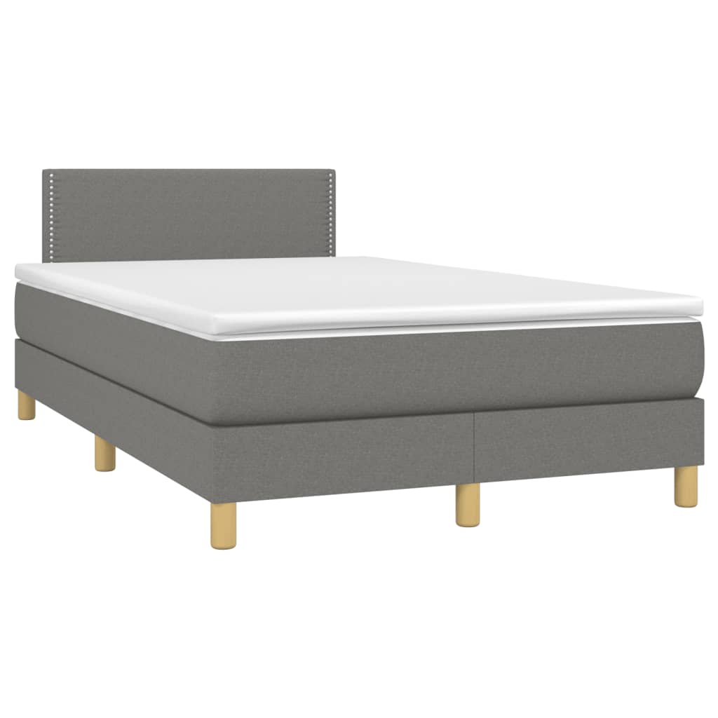 vidaXL Cama boxspring com colchão 120x190 cm tecido cinzento-escuro