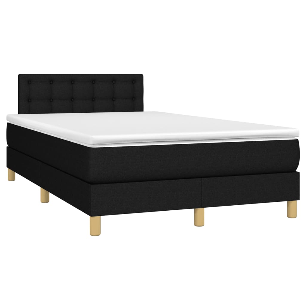 vidaXL Cama boxspring com colchão 120x190 cm tecido preto
