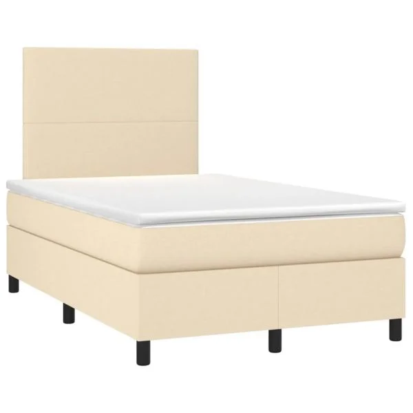 vidaXL Cama Boxspring com Colchão 120x190 cm Tecido Cor Creme - 1136339944