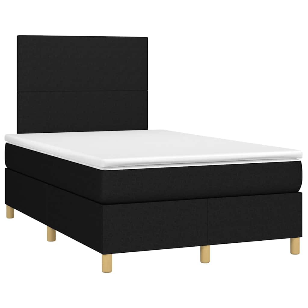 vidaXL Cama boxspring com colchão 120x190 cm tecido preto