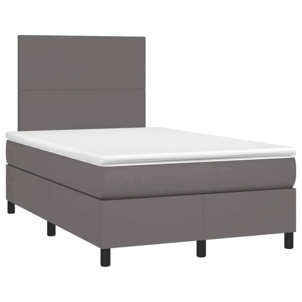 vidaXL Cama boxspring com colchão 120x190 cm couro artificial cinzento
