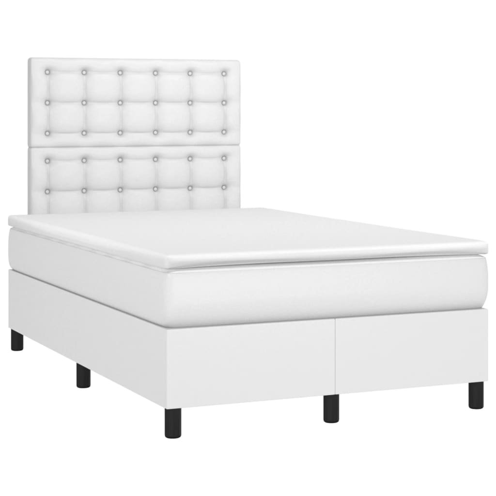 vidaXL Cama boxspring com colchão 120x190 cm couro artificial branco