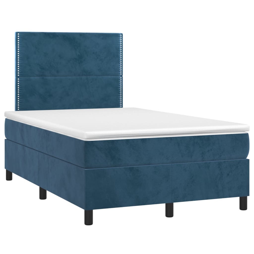 vidaXL Cama boxspring com colchão 120x190 cm veludo azul-escuro
