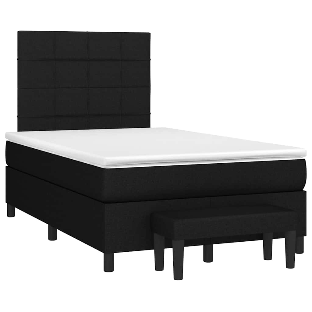 vidaXL Cama boxspring com colchão 120x190 cm tecido preto