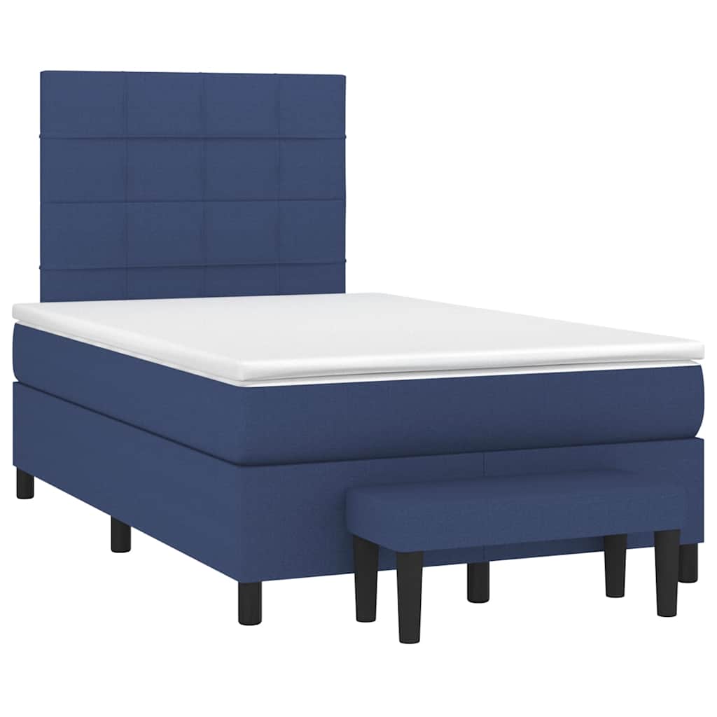 vidaXL Cama boxspring com colchão 120x190 cm tecido azul