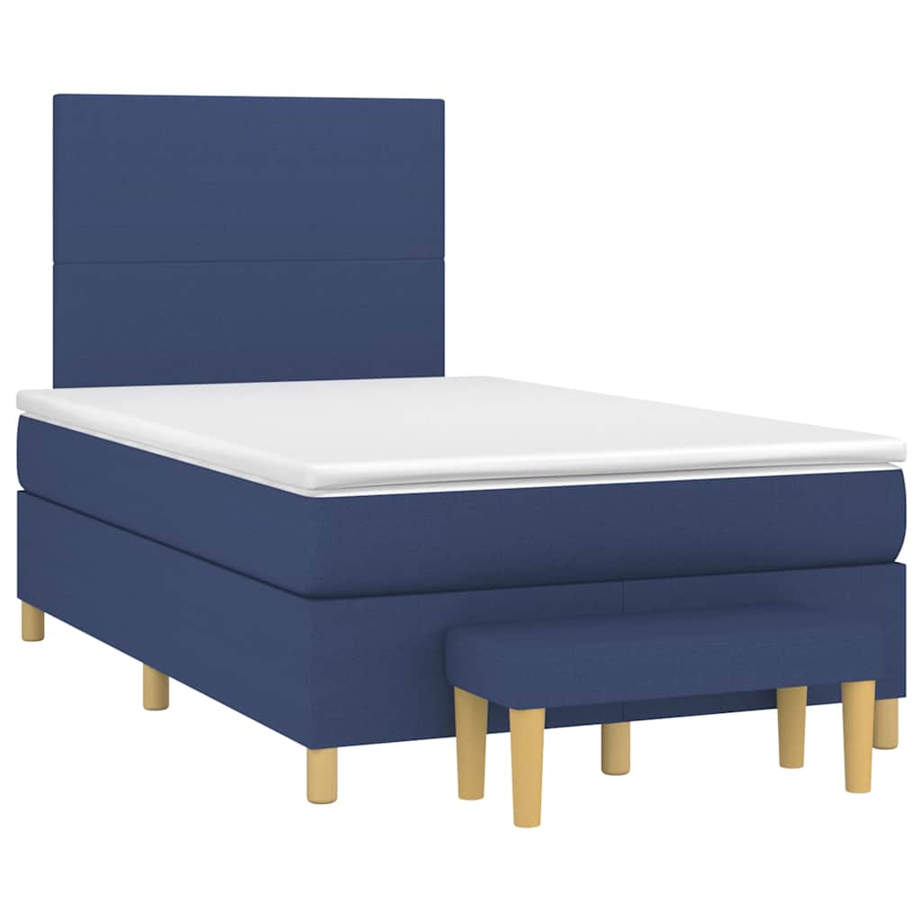 vidaXL Cama boxspring com colchão 120x190 cm tecido azul