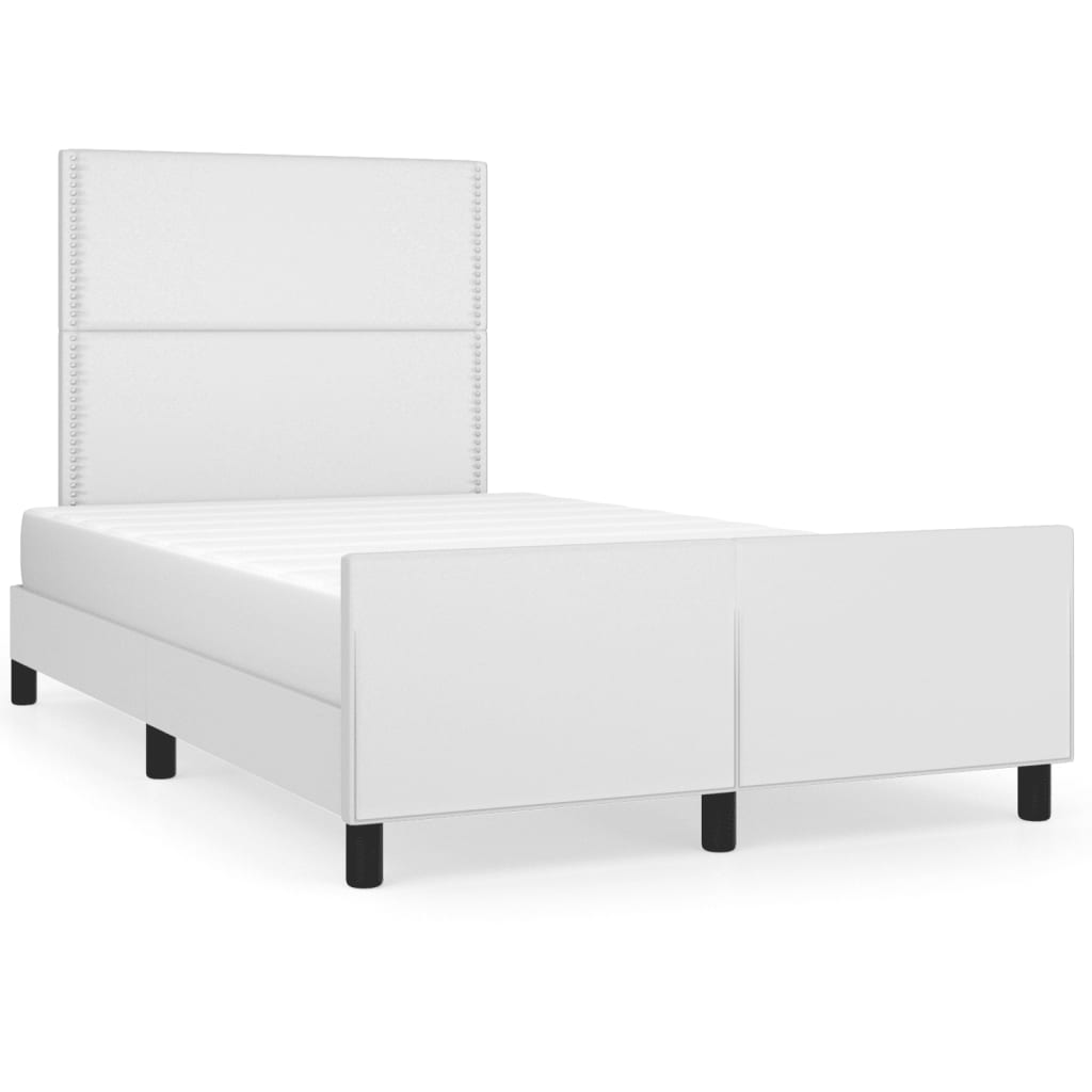vidaXL Estrutura de cama sem colchão 120x190cm couro do falso branco
