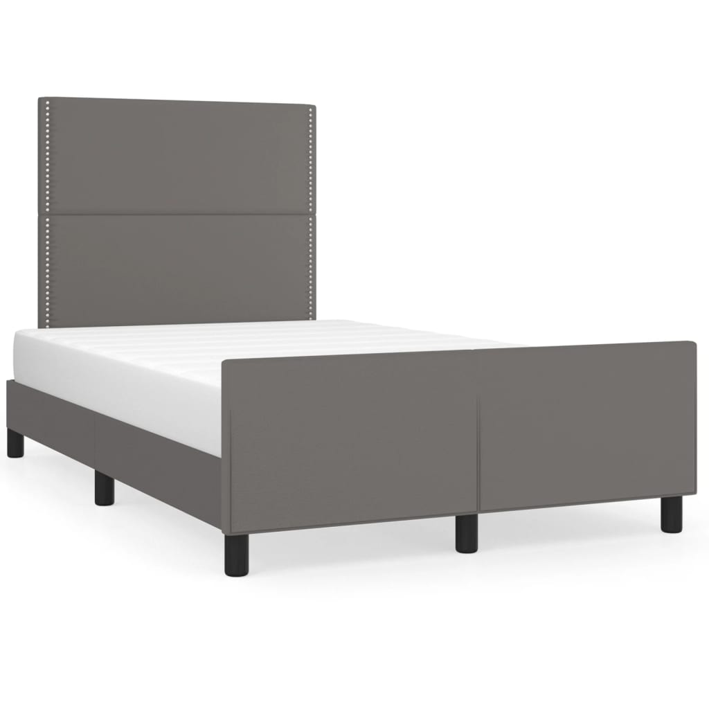 vidaXL Estrutura de cama sem colchão 120x190cm couro do falso cinzento