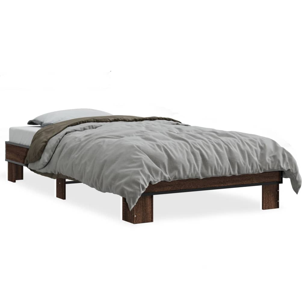 vidaXL Estrutura de cama derivados de madeira/metal carvalho castanho