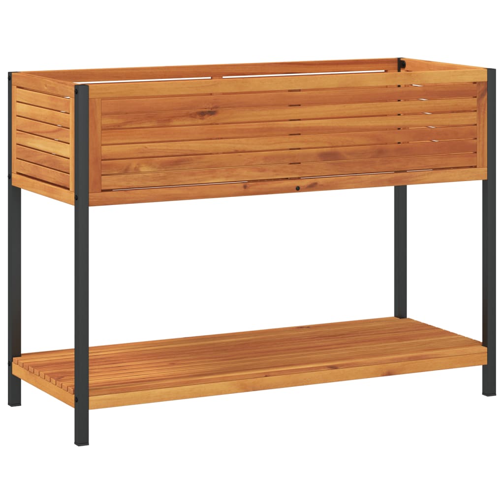 vidaXL Vaso/floreira de jardim c/ prateleira 110x45x80 cm acácia/aço