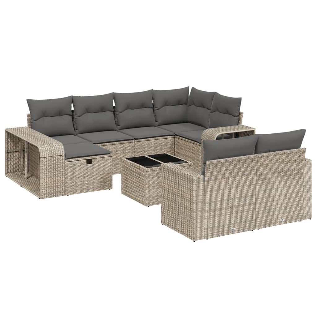 vidaXL 11 pcs conjunto sofás de jardim c/ almofadões vime PE cinzento