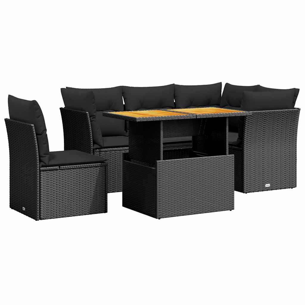 vidaXL 5 pcs conjunto sofás de jardim com almofadões vime PE preto
