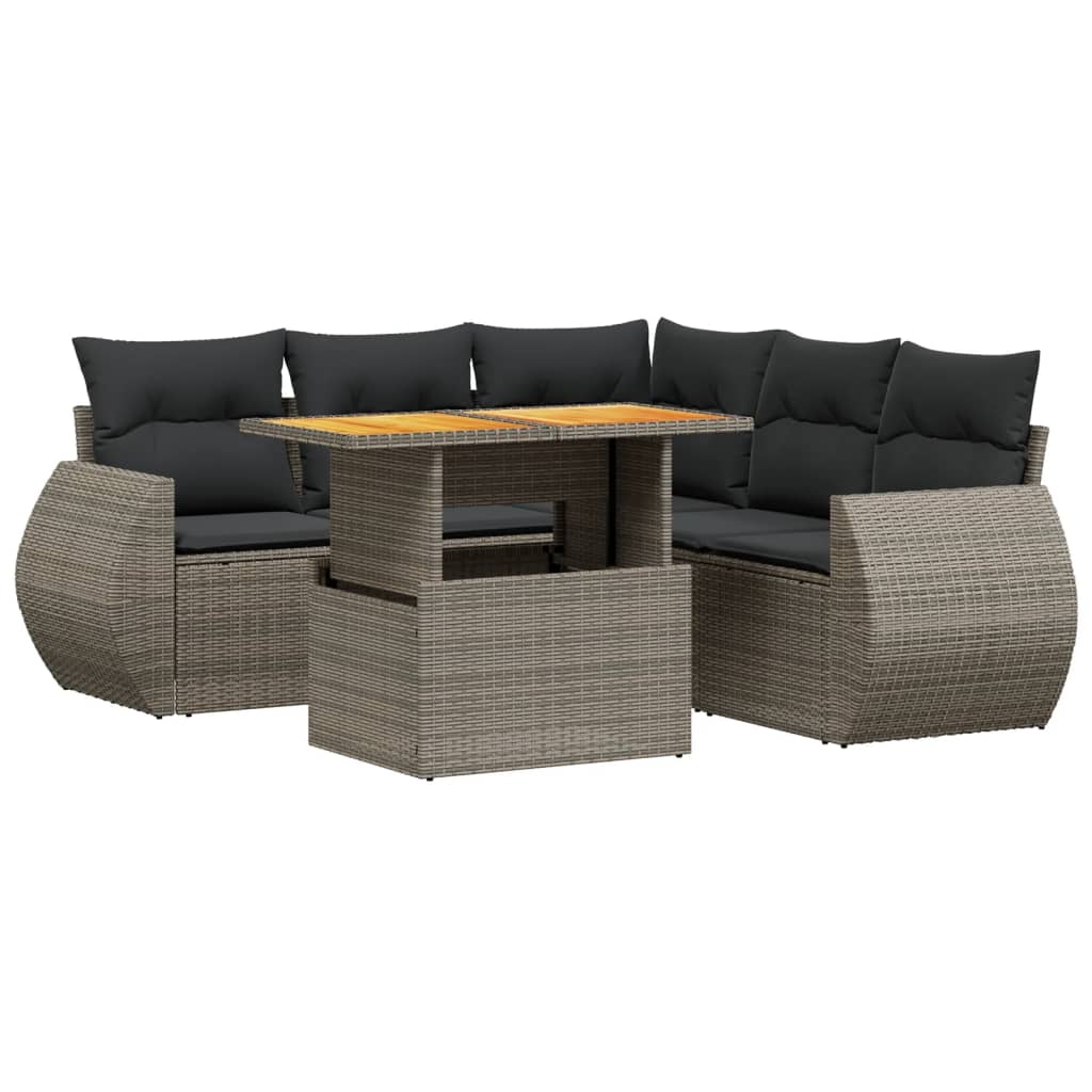 vidaXL 6 pcs conjunto sofás de jardim com almofadões vime cinzento