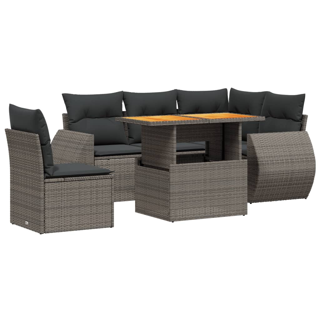 vidaXL 6 pcs conjunto sofás de jardim com almofadões vime cinzento