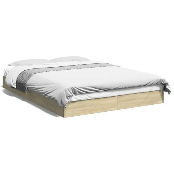 vidaXL Estrutura Cama sem Colchão Derivados de Madeira Carvalho Sonoma - 1159624532
