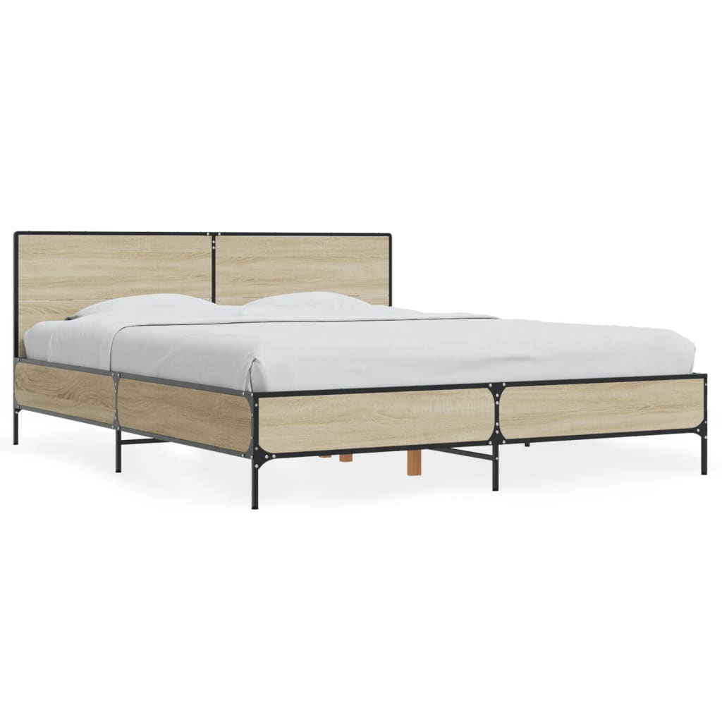 vidaXL Estrutura de cama 160x200 cm derivados madeira/metal