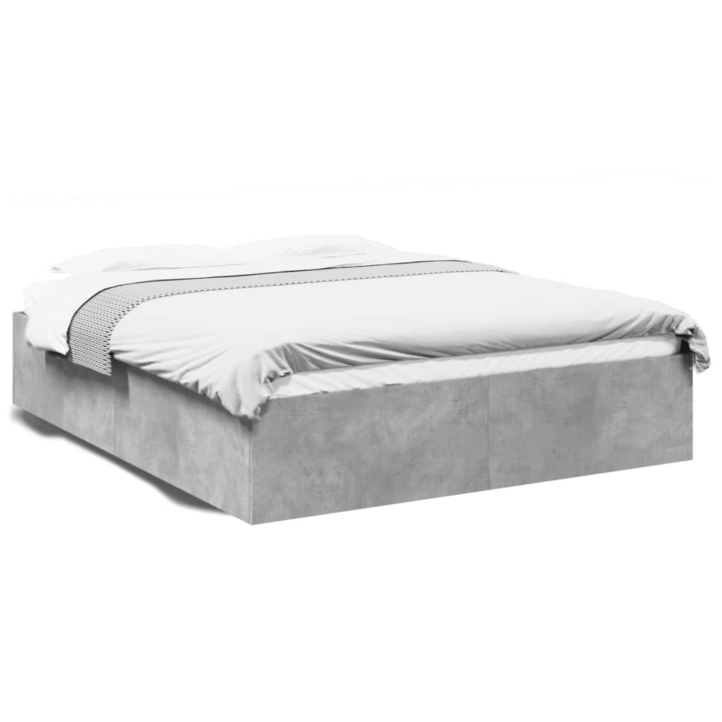 vidaXL Estrutura de cama 150x200 cm derivados de madeira cinza cimento