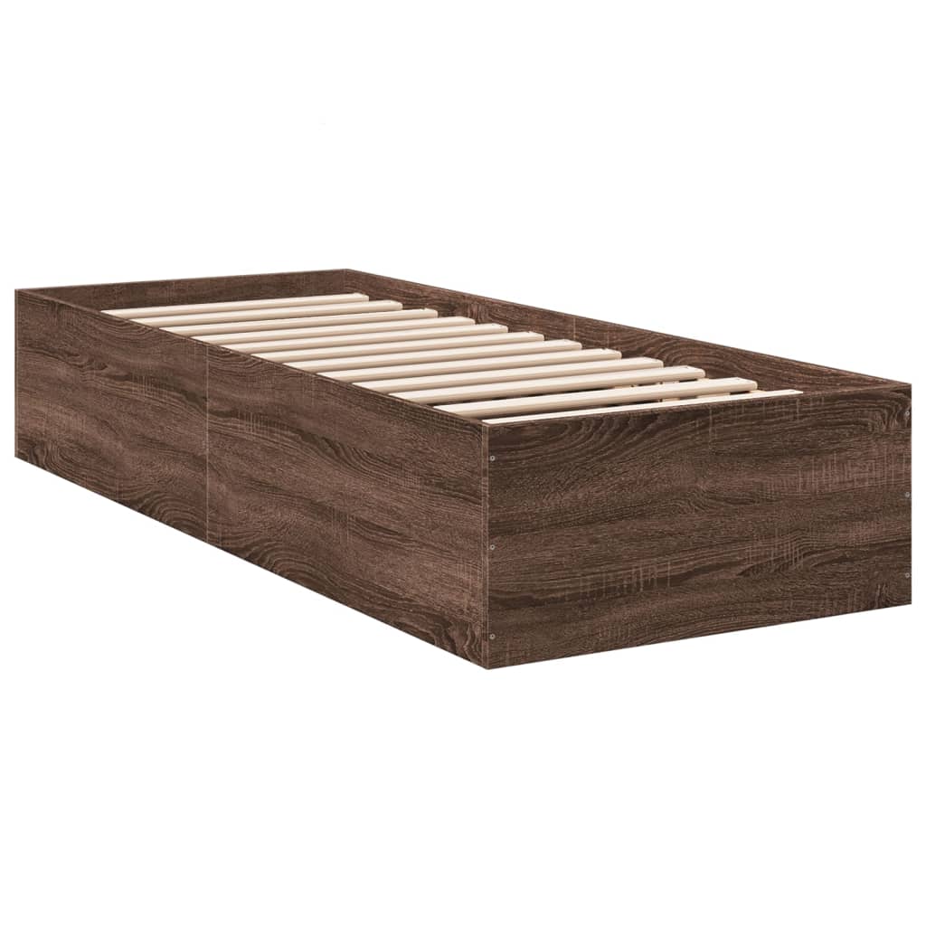 vidaXL Estrutura de cama 90x200 cm derivados madeira carvalho castanho