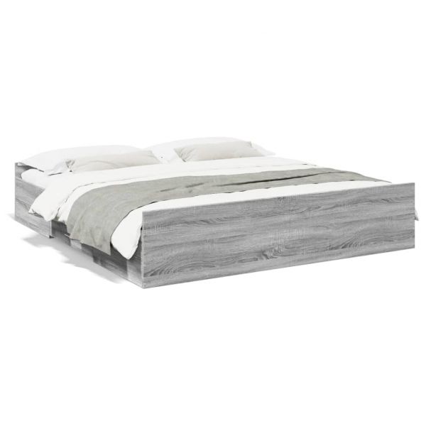 vidaXL Estrutura de Cama com Gavetas Derivados Madeira Cinza Sonoma - 1645887225