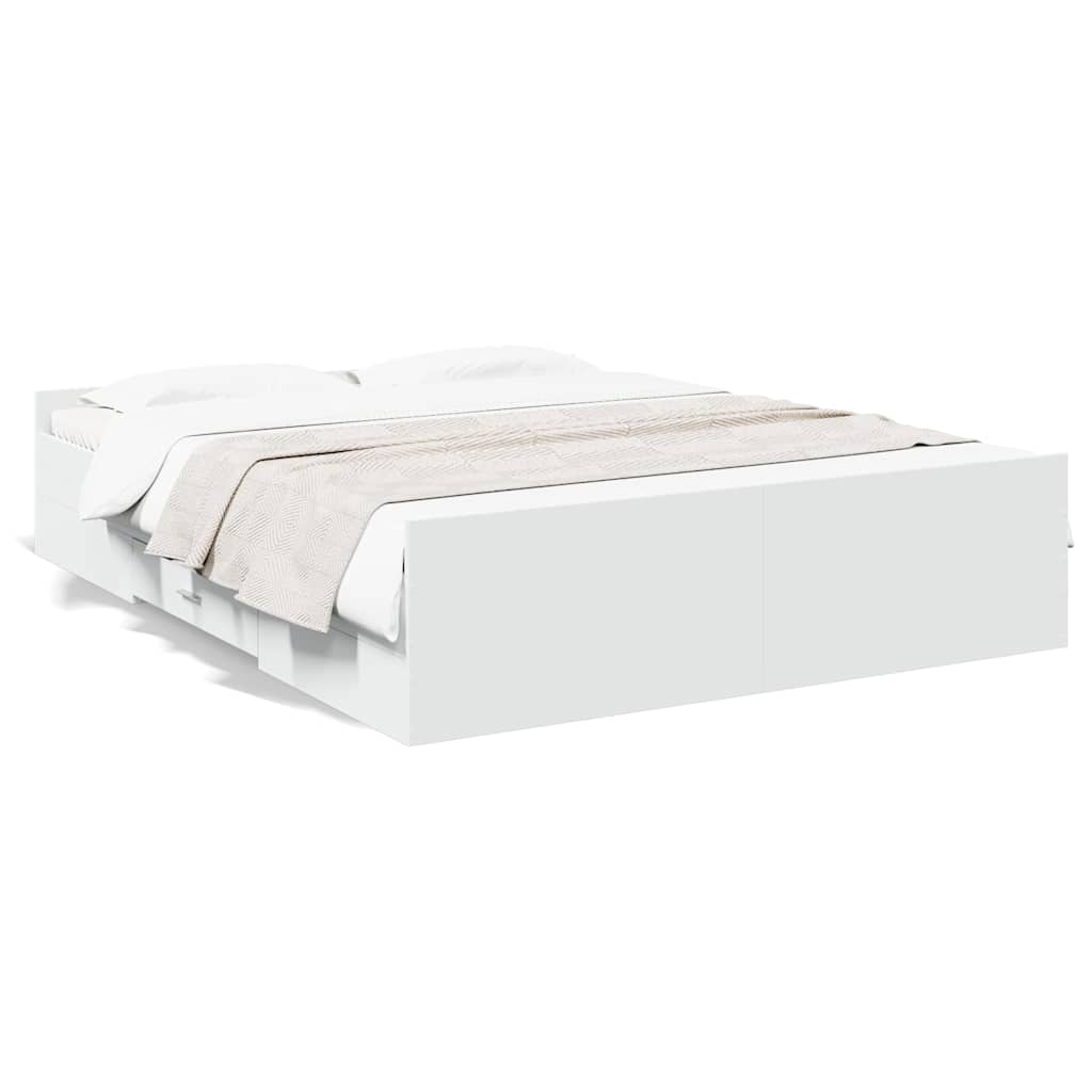 vidaXL Estrutura de cama c/ gavetas 160x200cm derivados madeira branco