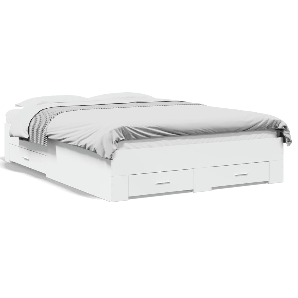 vidaXL Estrutura de cama c/ gavetas 140x190cm derivados madeira branco